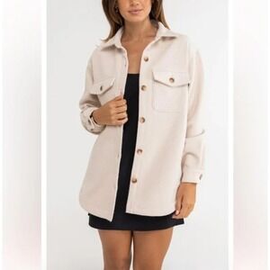 Rhythm Classics Cream Button Up Shirt Jacket Shacket Women's Size M